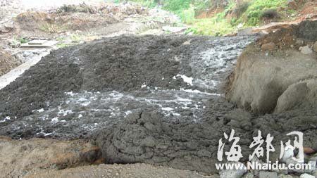 随意倾倒的淤泥，距离马沙溪不到二十米